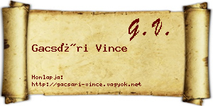 Gacsári Vince névjegykártya